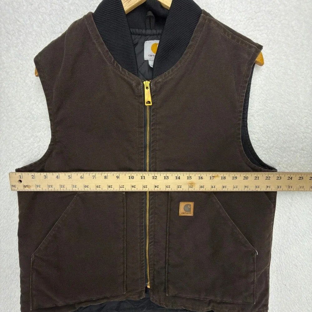 Carhartt Sandstone Vest Arctic Quilt Lined Mens Large V02 DKB Dark Brown EUC - Picture 5 of 10